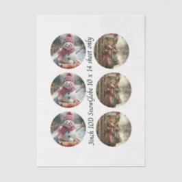 Decoupage 3" Mould Snow Globe Snowman & Girl Seidenpapier