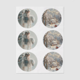 Decoupage 3" Snow Globe Moulds Child Horse Winter Seidenpapier