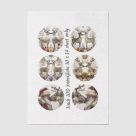Decoupage 3" Snow Globe Moulds Floral Deer & Santa Seidenpapier