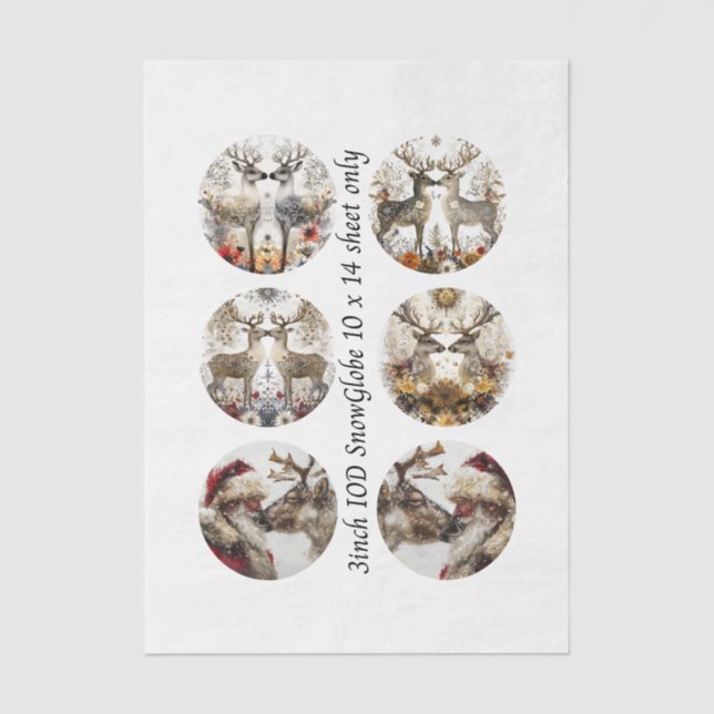 Decoupage 3" Snow Globe Moulds Floral Deer & Santa Seidenpapier (Vorderseite)