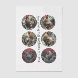 Decoupage 3" Snow Globe Moulds Roosters Red Barn Seidenpapier