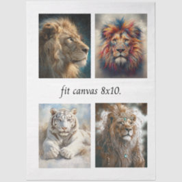Decoupage 4 Lion Papers Fit 8 x 10 Canvas Seidenpapier