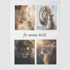 Decoupage 4 Lions Papers Fits 8 x 10 Canvas  Seidenpapier