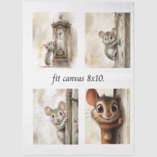 Decoupage 4 Mäuse Papiere passend für 8 x 10 Leinw Seidenpapier