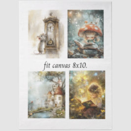 Decoupage 4 Storybook Designs Fit 8 x 10 Canvas Seidenpapier