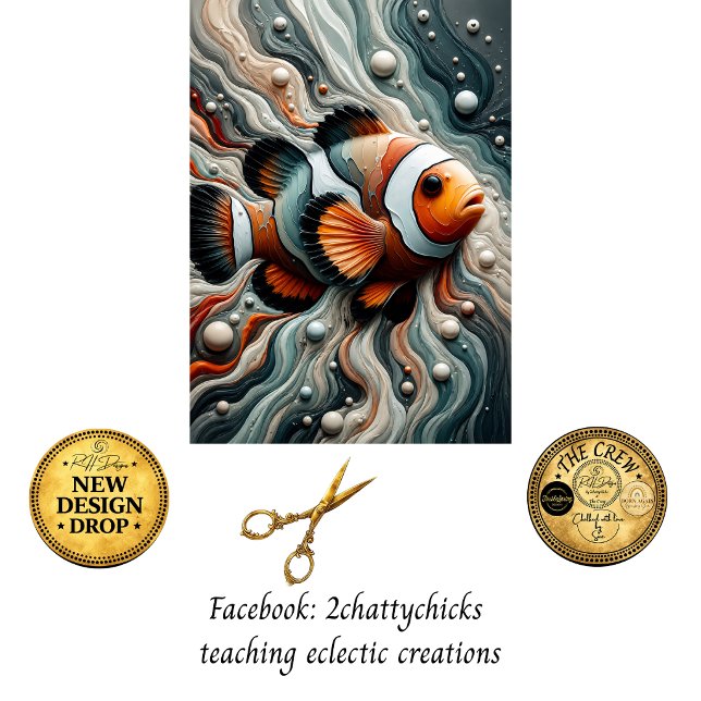 Découpage-Abstract Clownfisch-Ozean-Strudel-Design Seidenpapier (Von Creator hochgeladen)