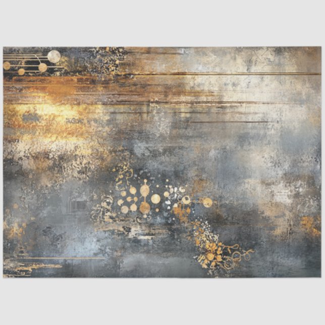 Decoupage Abstrakt Artwork Gold Black Seidenpapier (Vorderseite)