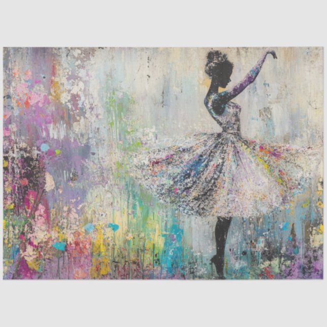 Decoupage Abstrakt Ballerina Vibranina Farben Seidenpapier (Vorderseite)