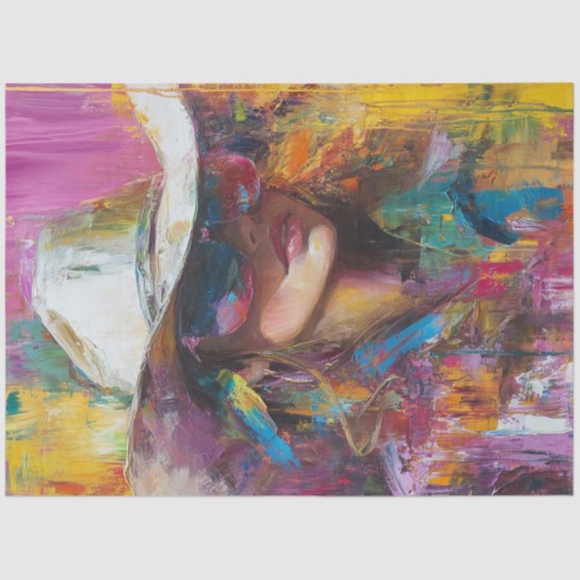 Decoupage Abstrakt Cowgirl kühne Farben Seidenpapier (Vorderseite)