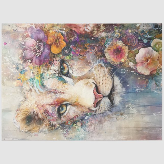 Decoupage Abstrakt Lions Face Artistic Element Seidenpapier (Vorderseite)