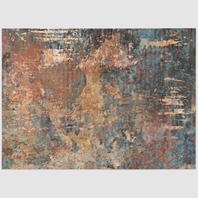 Decoupage Abstrakt Rust Orange Brown Bronze Seidenpapier (Vorderseite)