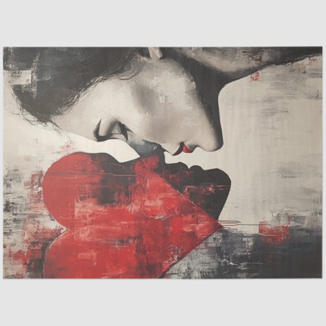 Decoupage Abstrakt Valentine Heart Couple Seidenpapier (Vorderseite)