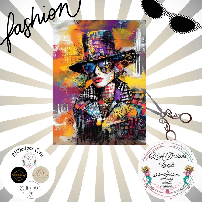 Decoupage Abstrakte Lady Dressed Vibrannthues Seidenpapier (Von Creator hochgeladen)