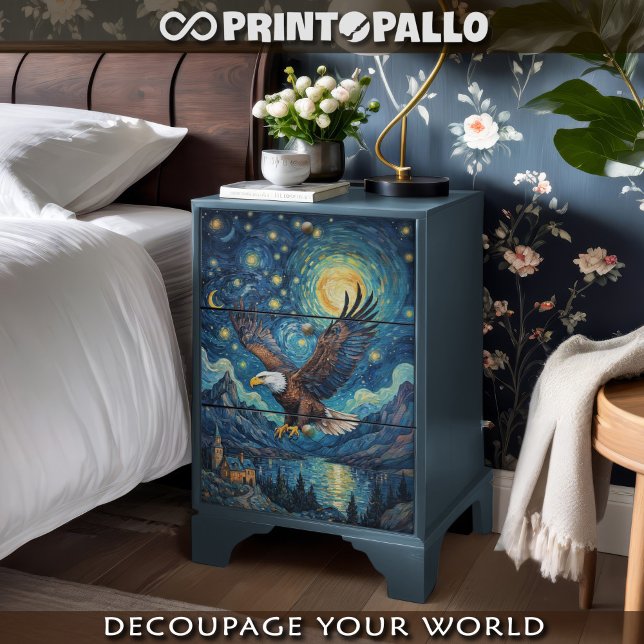 Decoupage - Adler in einer Welt des Van Gogh - Seidenpapier (Von Creator hochgeladen)