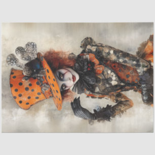 Decoupage Alice Adventure Mad Hatter Orange Black Seidenpapier