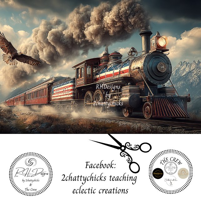 Decoupage American Locomotive With Flag & Eagle Seidenpapier (Von Creator hochgeladen)