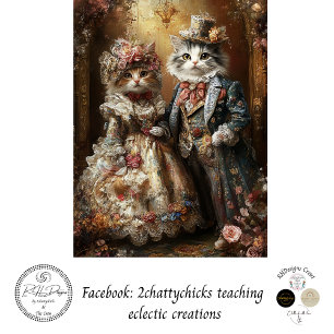 Decoupage Anthropomorphe Viktorianische Katzen Seidenpapier