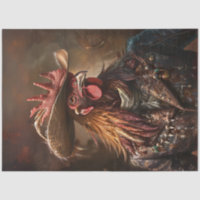 Decoupage Anthropomorpher Rooster Western Hat