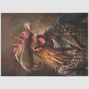 Decoupage Anthropomorpher Rooster Western Hat Seidenpapier