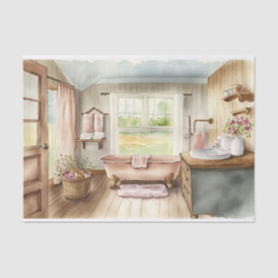 Decoupage Aquarell Country Badezimmer Seidenpapier