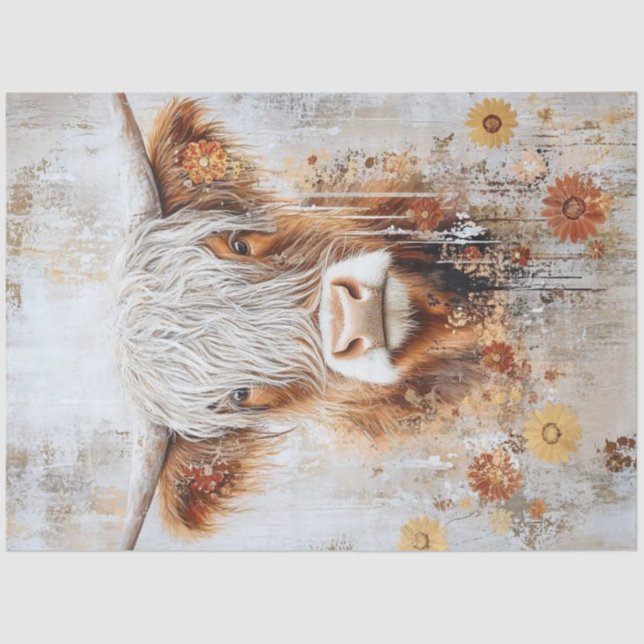 Decoupage Artistic Painting Oil Highland Cow Seidenpapier (Vorderseite)