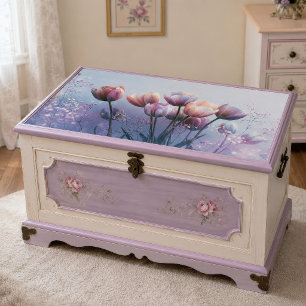Decoupage aus rosafarbenem Lavendel-Tulpen-Garten Seidenpapier