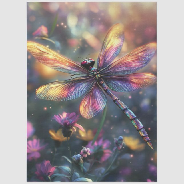 Decoupage Background Dragon Fly Lila Hues Seidenpapier (Vorderseite)