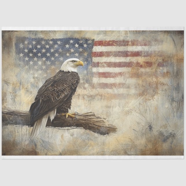 Decoupage Bald Eagle und American Flag Seidenpapier (Vorderseite)