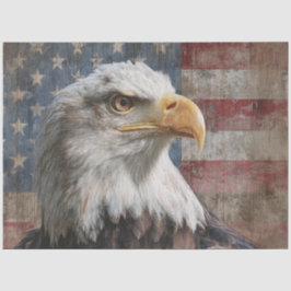 Decoupage Bald Eagle Weathered American Flag Seidenpapier