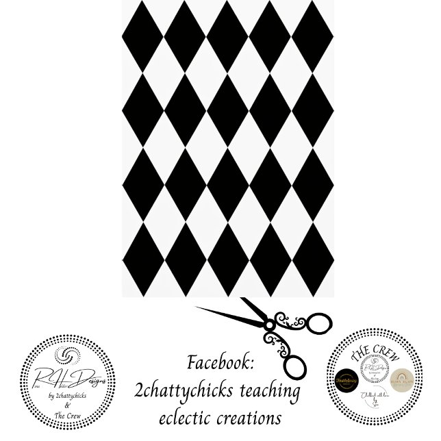 Decoupage Black White Harlequin Diamond Pattern Seidenpapier (Von Creator hochgeladen)