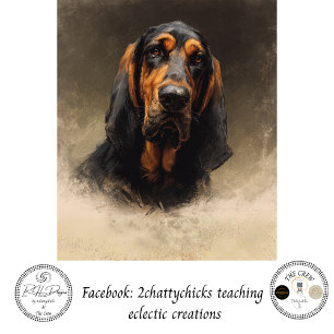 Decoupage Bloodhound Nobel Ausdruck Schwarz Tan Seidenpapier