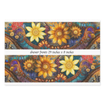 Decoupage Boho Blumen-Schubladenfronten 29x8" 