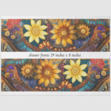 Decoupage Boho Blumen-Schubladenfronten 29x8" 