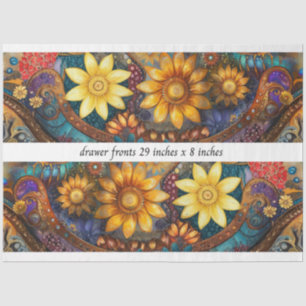 Decoupage Boho Blumen-Schubladenfronten 29x8" Seidenpapier