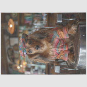 Decoupage Boho Dackel Barber Chair & Hat Seidenpapier