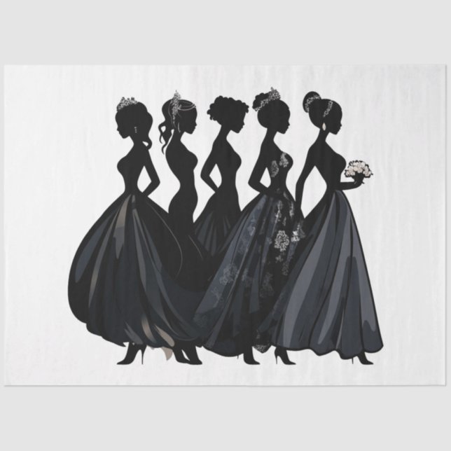 Decoupage Bridal Wedding Fashion Black & Gray Seidenpapier (Vorderseite)