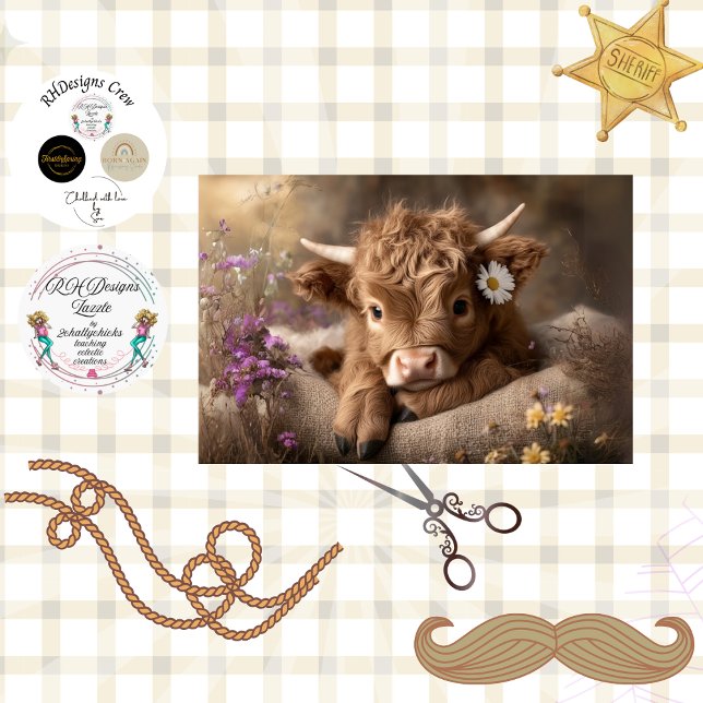 Decoupage Brown Baby Highland Wildflowers Seidenpapier (Von Creator hochgeladen)