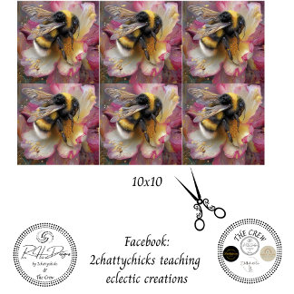 Decoupage Bumblebee Floral Pink 10x10  Seidenpapier