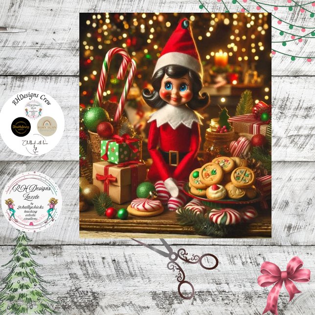 Decoupage Candy Cane Elf Sweet Lady  Seidenpapier (Von Creator hochgeladen)