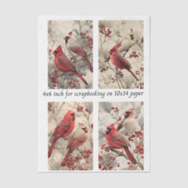 Decoupage Cardinal Panels 4x6" & 4 Designs Seidenpapier
