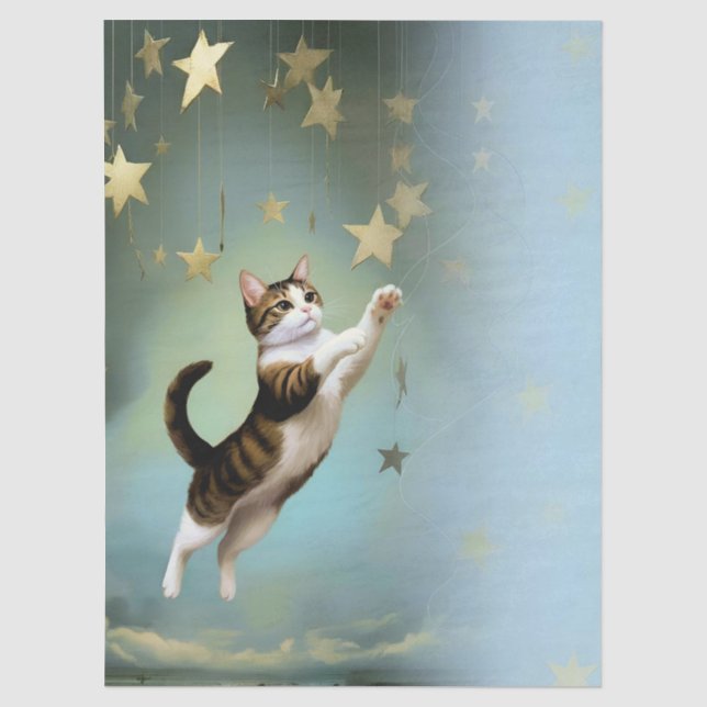 Decoupage Celestial Kitten Seidenpapier (Vorderseite)