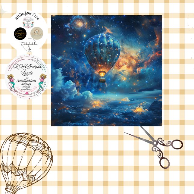 Decoupage Celestial Night Sky Hot Air Ballon Seidenpapier (Von Creator hochgeladen)