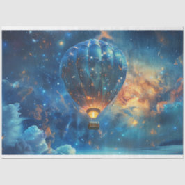 Decoupage Celestial Night Sky Hot Air Ballon Seidenpapier