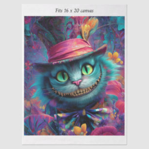 Decoupage Cheshire Cat für 40x50 cm Leinwand Seidenpapier