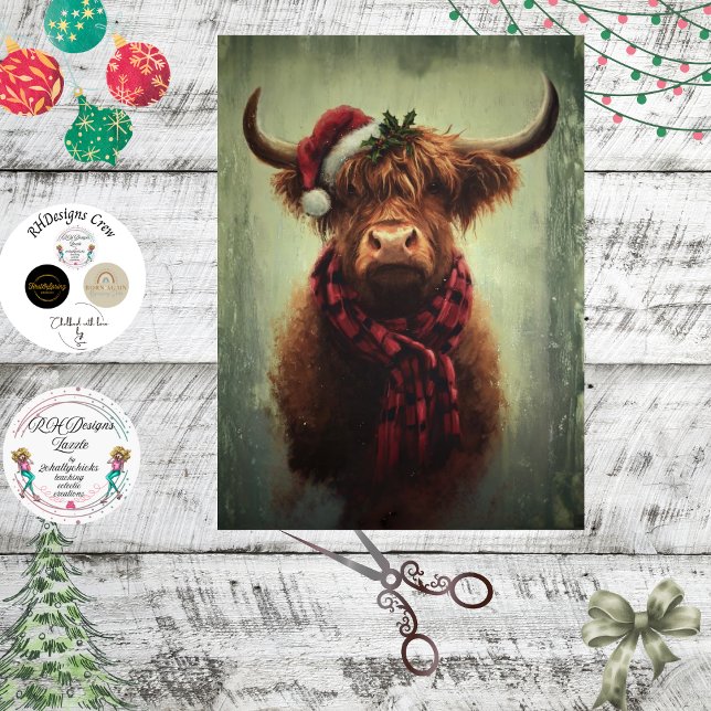 Decoupage Christmas Highland Rustic Holiday Cheer Seidenpapier (Von Creator hochgeladen)