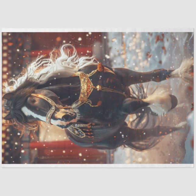 Decoupage Christmas Horse Seidenpapier (Vorderseite)