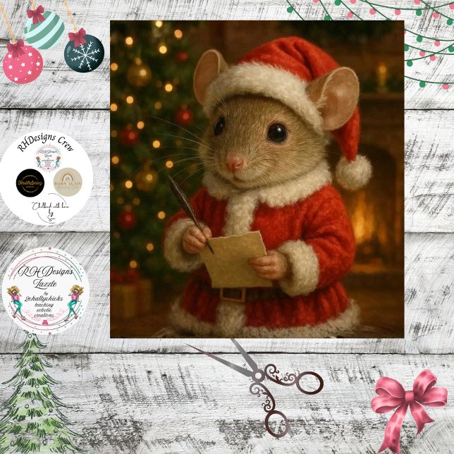 Decoupage Christmas Mouse Santa Suit Seidenpapier (Von Creator hochgeladen)