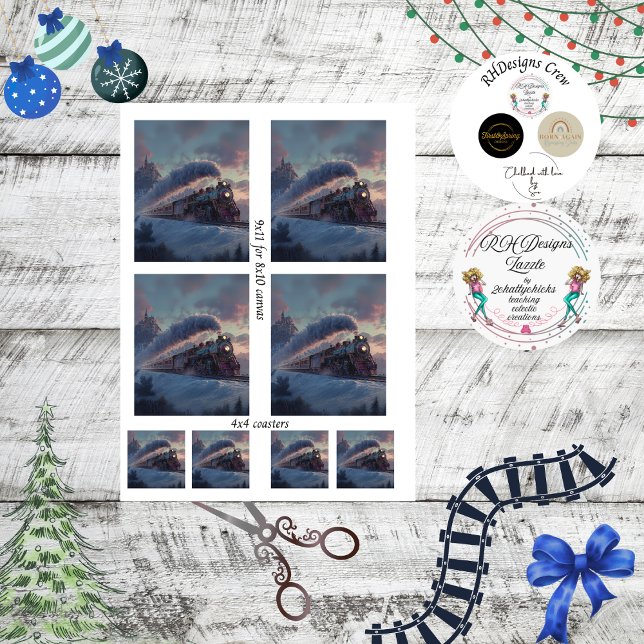 Decoupage Christmas Train Winter Scene Irland Seidenpapier (Von Creator hochgeladen)