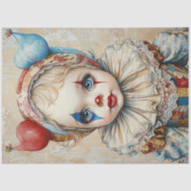 Decoupage Circus Girl Clown Jester