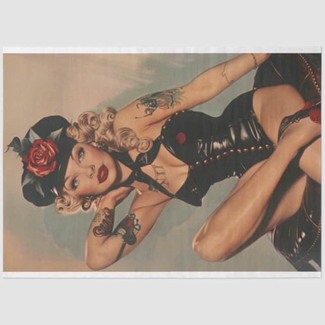 Decoupage Classic Poster Button Up Girl WWII Seidenpapier (Vorderseite)